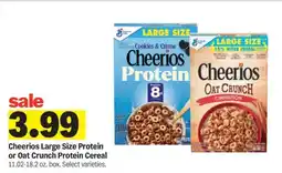 Meijer Cheerios Large Size Protein or Oat Crunch Protein Cereal offer
