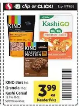 Safeway KIND Bars, Granola, Kashi Cereal offer
