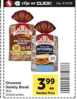 Safeway Oroweat Variety Bread offer