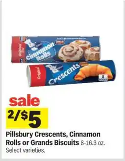 Meijer Pillsbury Crescents, Cinnamon Rolls or Grands Biscuits offer