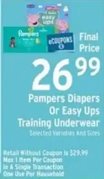 Brookshire's Pampers Diapers Or Easy Ups Training Underwear offer