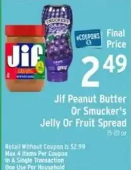 Brookshire's Jif Peanut Butter Or Smucker's Jelly Or Fruit Spread offer