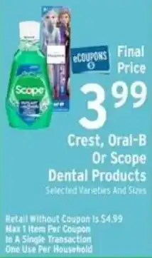 Brookshire's Crest, Oral-B Or Scope Dental Products offer