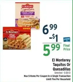 Brookshire's El Monterey Taquitos Or Quesadillas offer