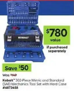 Lowe's Kobalt 302-Piece Metric and Standard (SAE) Mechanics Tool Set with Hard Case offer