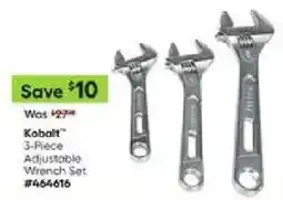Lowe's Kobalt 3-Piece Adjustable Wrench Set offer