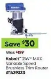 Lowe's Kobalt 24V MAX Variable Speed Brushless Trim Router offer