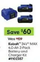 Lowe's Kobalt 24V MAX Battery and Charger Kit offer