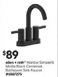 Lowe's Allen + Roth Harlow Simplefit Matte Black Centerset Bathroom Sink Faucet offer