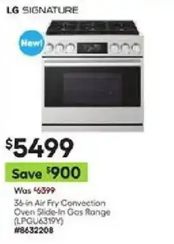Lowe's Lg signature 36-in air fry convection oven slide-in gas range offer