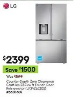 Lowe's LG counter-depth zero clearance craft ice 23.7-cu ft french door refrigerator offer