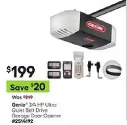 Lowe's Genie 3/4 HP Ultra Quiet Belt Drive Garage Door Opener offer