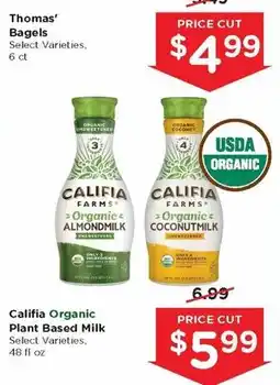 Mariano's Califia Organic Plant Based Milk offer