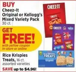 H-E-B Cheez-It Original or Kellogg's Mixed Variety Pack offer