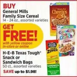 H-E-B General Mills Family Size Cereal offer