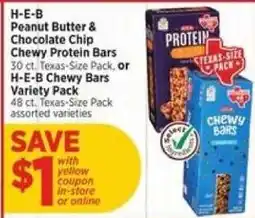 H-E-B H-E-B peanut butter & chocolate chip chewy protein bars offer