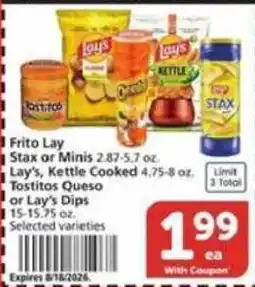 Vons Frito Lay Stax or Minis offer