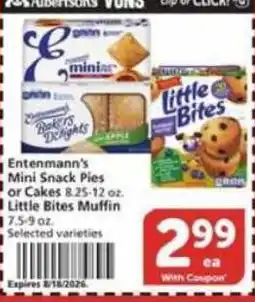 Vons Entenmann's Mini Snack Pies or Cakes or Little Bites Muffin offer