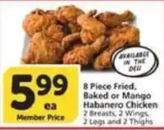 Vons 8 piece fried, baked or mango habanero chicken offer