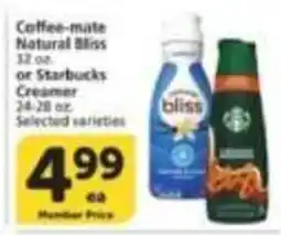Vons Coffee-mate Natural Bliss or Starbucks Creamer offer