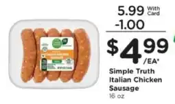 Mariano's Simple Truth Italian Chicken Sausage offer