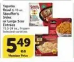 Vons Tastypie Bowl or Stouffer's Sides or Large Size Entrées offer