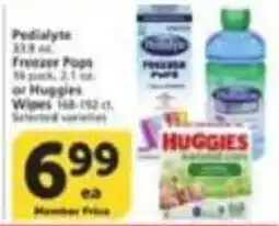 Vons Pedialyte Freezer Pops or Huggies Wipes offer
