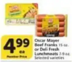 Vons Oscar Mayer Beef Franks or Deli Fresh Lunchmeats offer