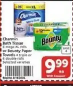 Vons Charmin Bath Tissue or Bounty Paper Towels offer