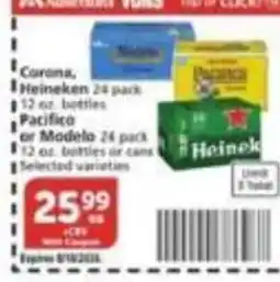Vons Corona, Heineken or Pacifico or Modelo 24 pack offer