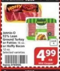 Vons Jennie-O Ground Turkey or Patties or Hoffy Bacon offer