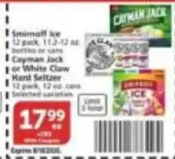 Vons Smirnoff Ice or Cayman Jack or White Claw Hard Seltzer offer