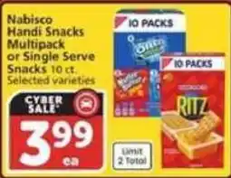 Vons Nabisco handi snacks multipack or single serve snacks offer