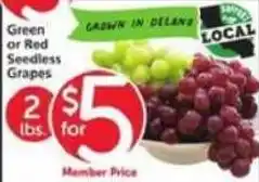 Vons Green or Red Seedless Grapes offer