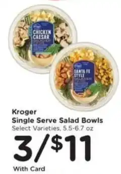 Mariano's Kroger single serve salad bowls offer