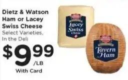 Mariano's Dietz & Watson Ham or Lacey Swiss Cheese offer