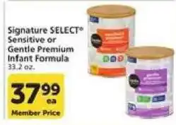 Vons Signature Select sensitive or gentle premium infant formula offer