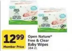 Vons Open Nature Free & Clear Baby Wipes offer