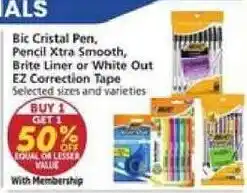 Vons Bic Cristal Pen, Pencil Xtra Smooth, Brite Liner or White Out offer