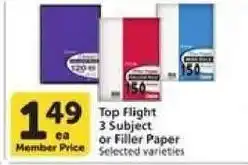 Vons Top Flight 3 Subject or Filler Paper offer