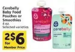 Vons Cerebelly Baby Food Pouches or Smoothies offer