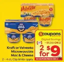 Weis Markets Kraft or Velveeta Microwavable Mac & Cheese offer