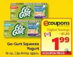 Weis Markets Go-Gurt Squeeze Yogurt offer