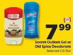 Weis Markets Secret Outlast Gel or Old Spice Deodorant offer