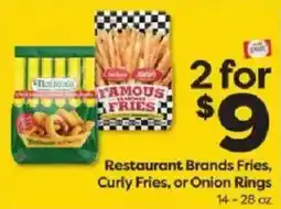Weis Markets Restaurant Brands Fries, Curly Fries, or Onion Rings offer