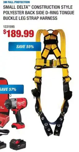 Fastenal 3m fall protection small delta construction style polyester back side d-ring tongue buckle leg strap harness offer