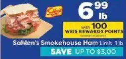 Weis Markets Sahlen's Smokehouse Ham offer