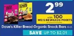 Weis Markets Dave's Killer Bread Organic Snack Bars offer
