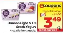 Weis Markets Dannon Light & Fit Greek Yogurt offer
