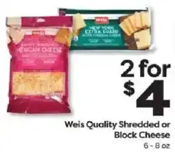 Weis Markets Weis Quality Shredded or Block Cheese offer